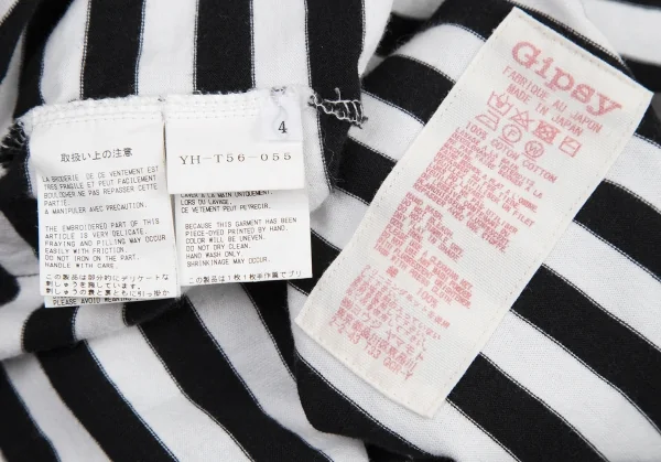 ワイズ ジプシーY's Gipsy ステッチロゴラバープリントボーダーカットソー 白黒4 K-114877_016