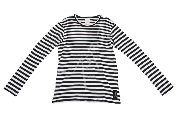 ワイズ ジプシーY's Gipsy ステッチロゴラバープリントボーダーカットソー 白黒4 K-114877_002