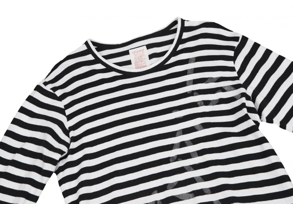 ワイズ ジプシーY's Gipsy ステッチロゴラバープリントボーダーカットソー 白黒4 K-114877_003