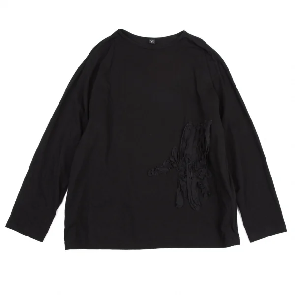 ワイズY's テープ叩きつけデザインビッグシルエットカットソー 黒2 K-114879_002