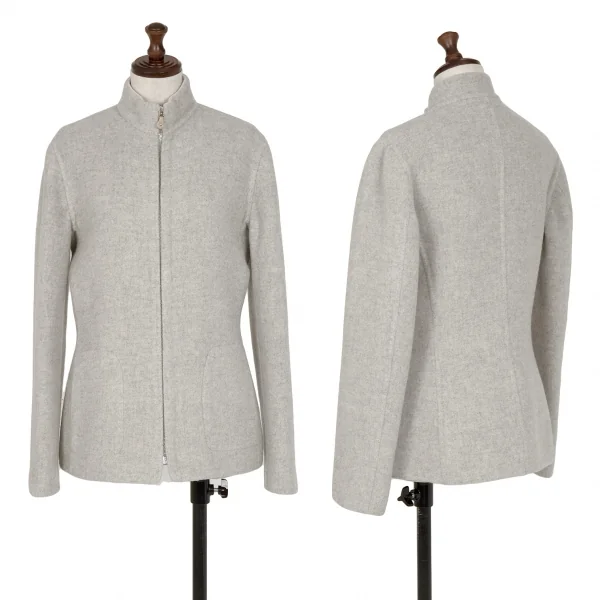 ラルフローレンRalph Lauren カシミヤ混ウールアンゴラフェルトジップブルゾン ライトグレー6 K-114910_001