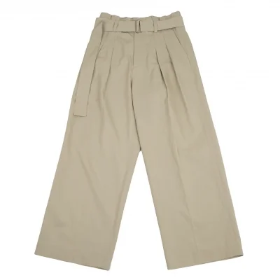 エブールebure レーヨンコットンタックワイドパンツ ベージュ