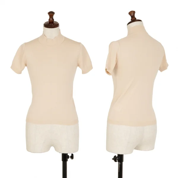 カルバンクラインCalvin Klein ウールハイネック半袖ニット ピンクベージュXS K-114917_001