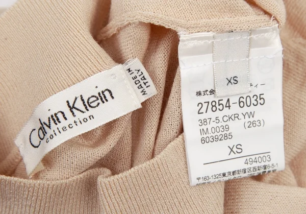 カルバンクラインCalvin Klein ウールハイネック半袖ニット ピンクベージュXS K-114917_012
