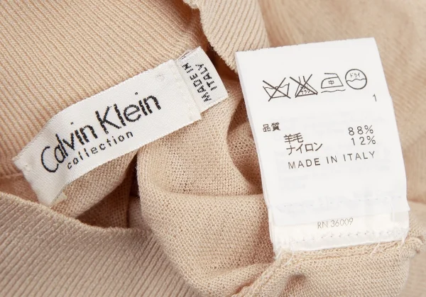 カルバンクラインCalvin Klein ウールハイネック半袖ニット ピンクベージュXS K-114917_013