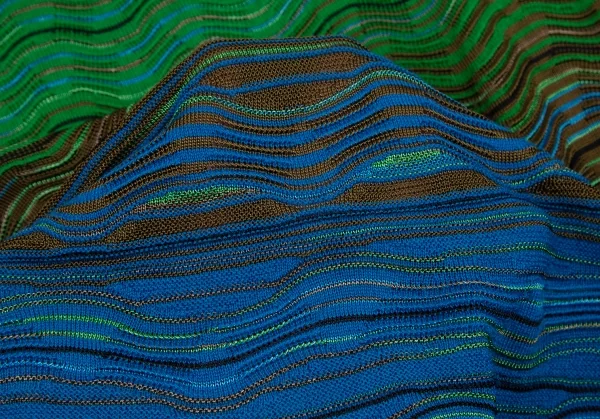 ミッソーニMISSONI ウェーブボーダージャガードニットワンピース 緑青40 K-114918_010