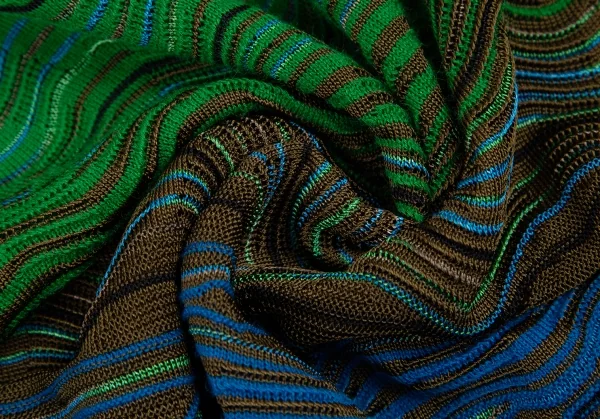 ミッソーニMISSONI ウェーブボーダージャガードニットワンピース 緑青40 K-114918_011