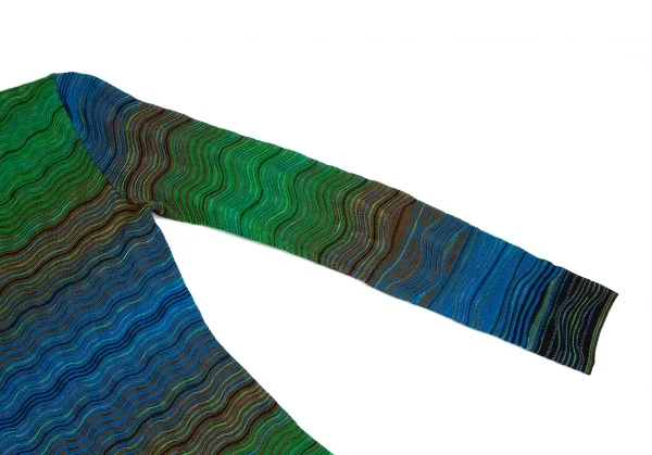 ミッソーニMISSONI ウェーブボーダージャガードニットワンピース 緑青40 K-114918_005