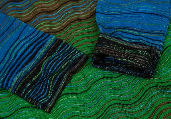ミッソーニMISSONI ウェーブボーダージャガードニットワンピース 緑青40 K-114918_006