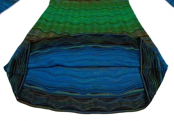 ミッソーニMISSONI ウェーブボーダージャガードニットワンピース 緑青40 K-114918_008