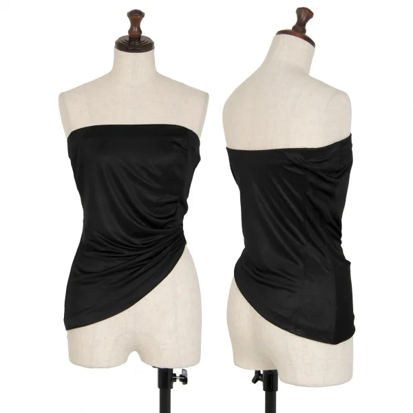 セリーヌCELINE ナイロンアシンメトリータックチューブトップ 黒38 K-114919_001