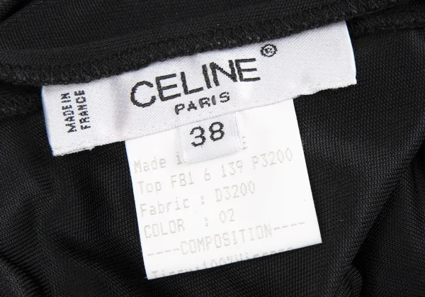 セリーヌCELINE ナイロンアシンメトリータックチューブトップ 黒38 K-114919_012