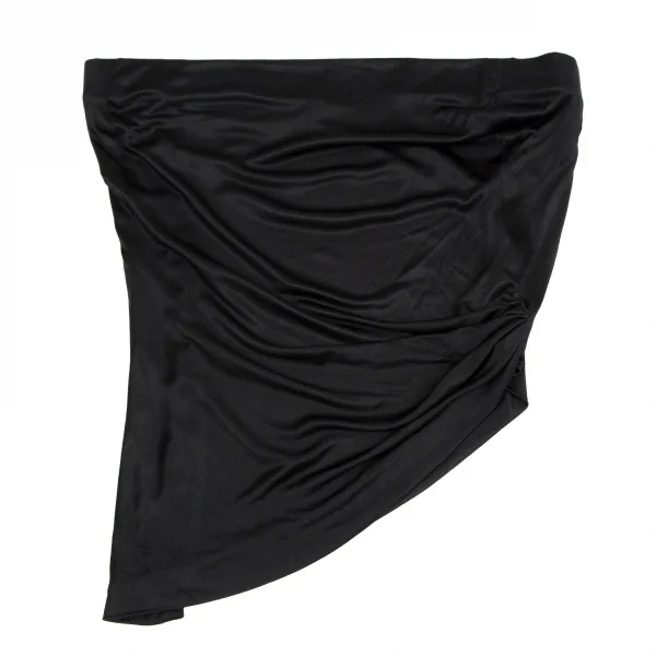 セリーヌCELINE ナイロンアシンメトリータックチューブトップ 黒38 K-114919_002