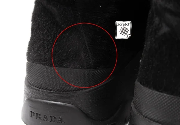 プラダスポーツPRADA SPORT ハラコトレッキングブーツ 黒35 1/2(23.5cm位) K-114934_010