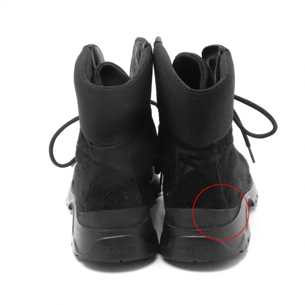 プラダスポーツPRADA SPORT ハラコトレッキングブーツ 黒35 1/2(23.5cm位) K-114934_013