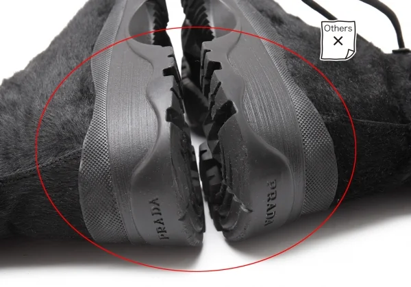 プラダスポーツPRADA SPORT ハラコトレッキングブーツ 黒35 1/2(23.5cm位) K-114934_015