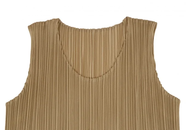 プリーツプリーズPLEATS PLEASE ノースリーブマキシワンピース ベージュ2 K-114972_003