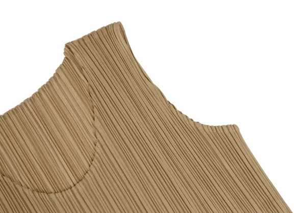 プリーツプリーズPLEATS PLEASE ノースリーブマキシワンピース ベージュ2 K-114972_004