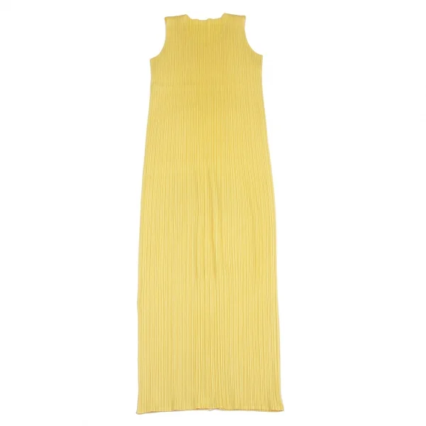 プリーツプリーズPLEATS PLEASE ノースリーブマキシワンピース 黄色3 K-114973_012