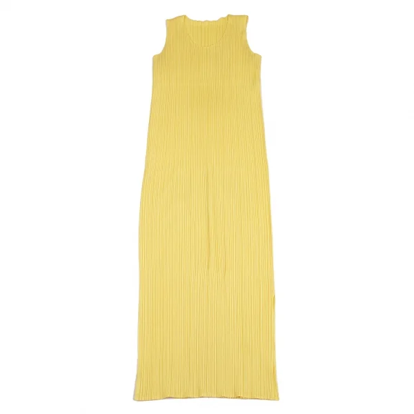 プリーツプリーズPLEATS PLEASE ノースリーブマキシワンピース 黄色3 K-114973_002