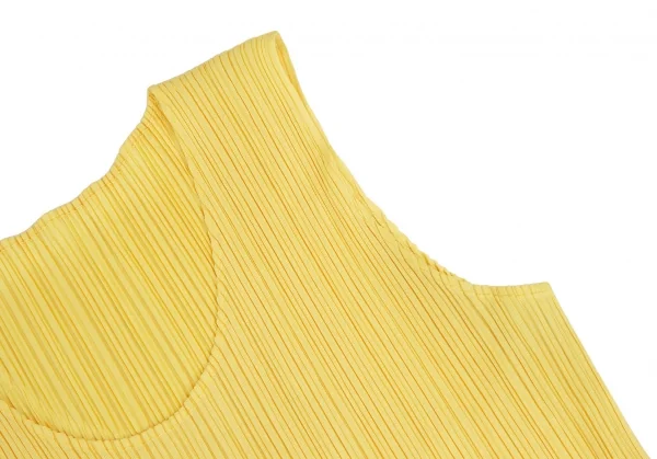 プリーツプリーズPLEATS PLEASE ノースリーブマキシワンピース 黄色3 K-114973_005