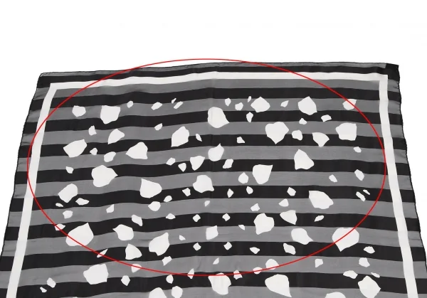 イヴサンローランYves Saint Laurent シースルーボーダーストール 黒白 K-114997_002