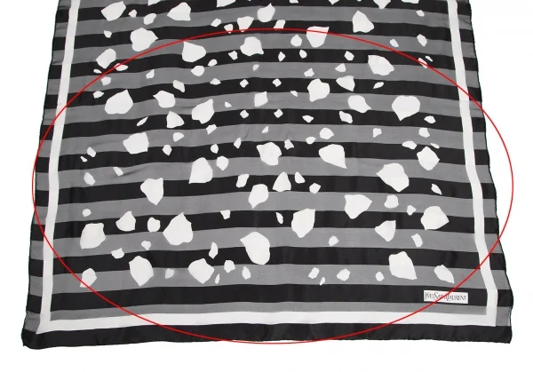 イヴサンローランYves Saint Laurent シースルーボーダーストール 黒白 K-114997_004