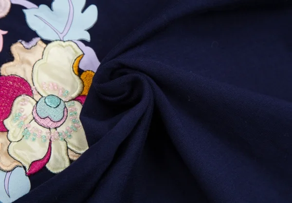 レオナールLEONARD SPORT フラワー刺繍プリントTシャツ 紺他42 K-114998_010