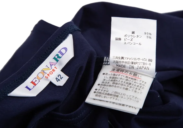 レオナールLEONARD SPORT フラワー刺繍プリントTシャツ 紺他42 K-114998_011