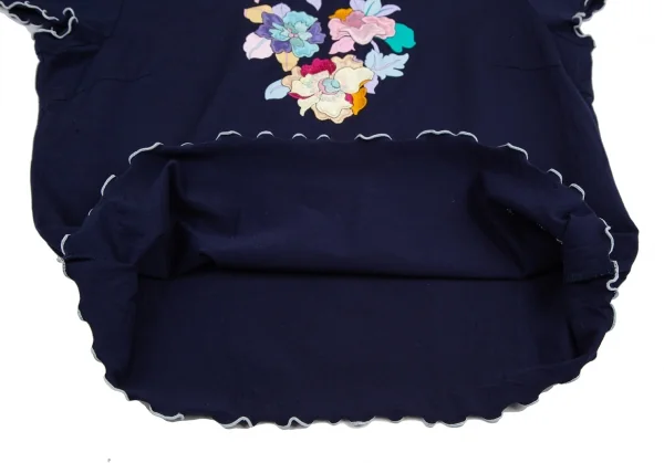 レオナールLEONARD SPORT フラワー刺繍プリントTシャツ 紺他42 K-114998_008