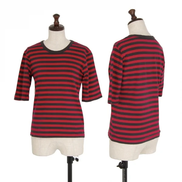 agnes b. Border T Shirt Red,Black XS-S K-115002_001