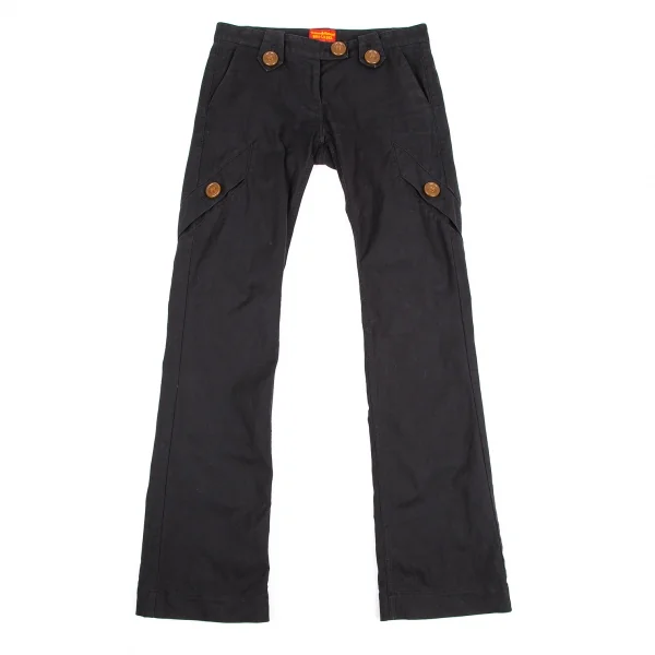 ヴィヴィアンウエストウッド レッドレーベルVivienne Westwood Red Label ストレッチコットンビッグボタンデザインパンツ 黒3 K-115004_001
