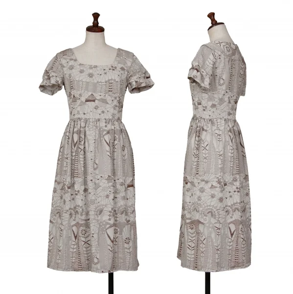 ベルンハルトウィルヘルムBernhard Willhelm ドリームキャッチャージャガード半袖ワンピース 茶36 K-115005_001