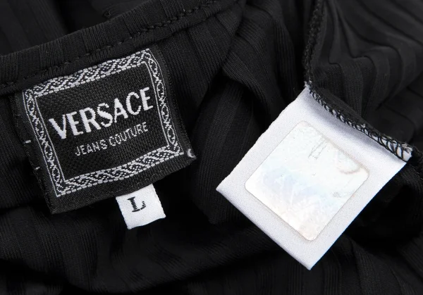 ヴェルサーチ ジーンズクチュールVERSACE JEANS COUTURE シャドーストライプヘンリーネックカットソー 黒L K-115007_017