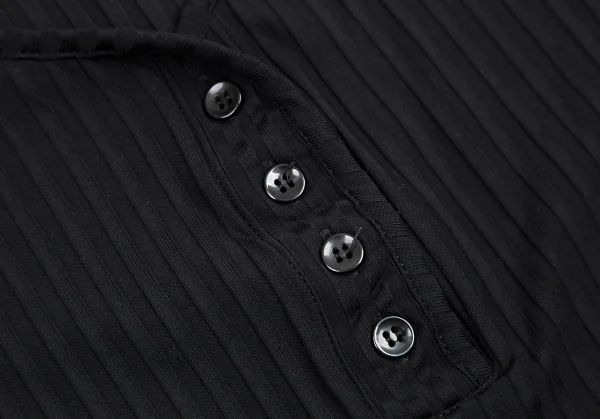 ヴェルサーチ ジーンズクチュールVERSACE JEANS COUTURE シャドーストライプヘンリーネックカットソー 黒L K-115007_005