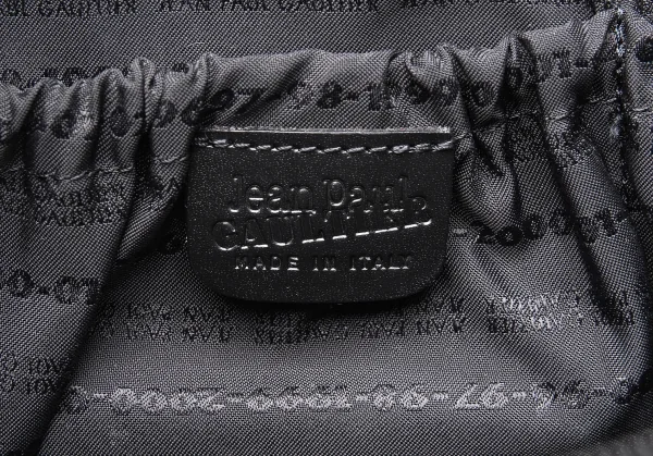 ジャンポールゴルチエJean Paul GAULTIER ミニミラー付きレザージャガードナイロン切替ハンドバッグ 黒 K-115024_014