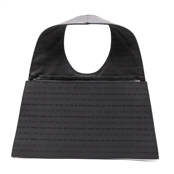 ジャンポールゴルチエJean Paul GAULTIER ミニミラー付きレザージャガードナイロン切替ハンドバッグ 黒 K-115024_004