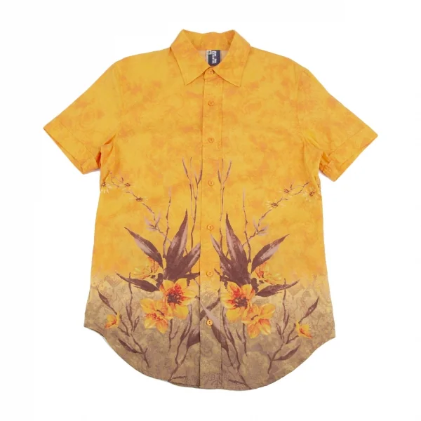 ジーンズポールゴルチエJean's Paul GAULTIER フラワーペイズリープリント半袖シャツ マスタード48 K-115026_001