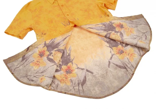 ジーンズポールゴルチエJean's Paul GAULTIER フラワーペイズリープリント半袖シャツ マスタード48 K-115026_008