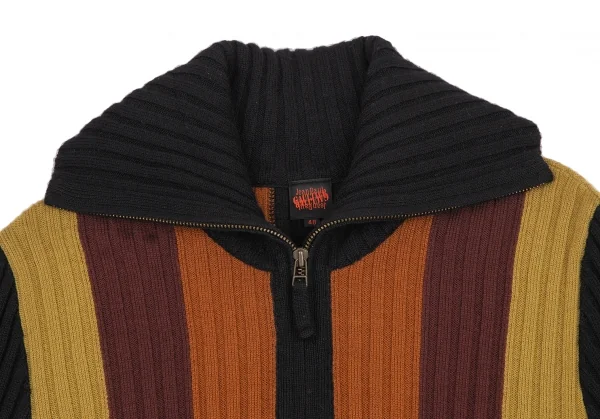 Jean-Paul GAULTIER Stripe Wool Rib Zip Knit Sweater K-115033_002