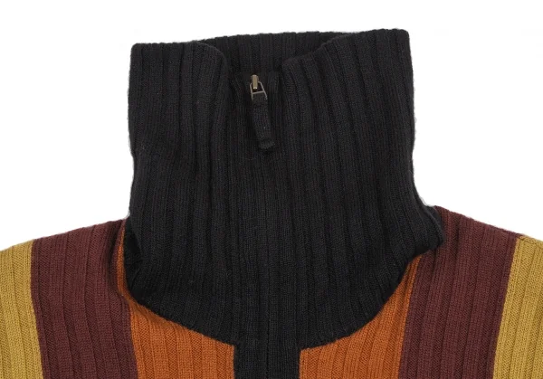 Jean-Paul GAULTIER Stripe Wool Rib Zip Knit Sweater K-115033_003