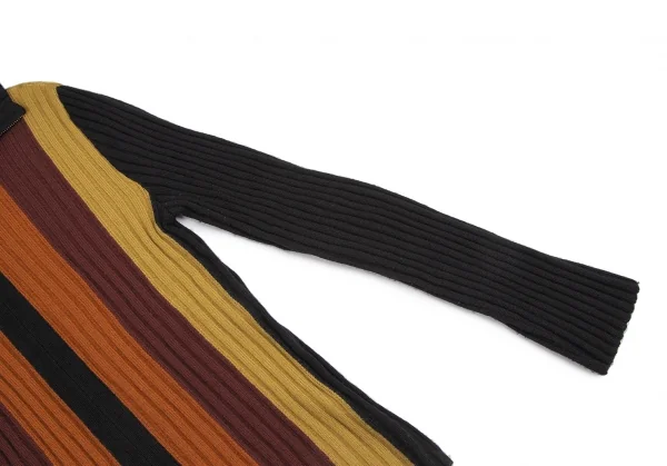 Jean-Paul GAULTIER Stripe Wool Rib Zip Knit Sweater K-115033_004