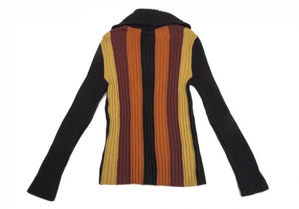 Jean-Paul GAULTIER Stripe Wool Rib Zip Knit Sweater K-115033_009