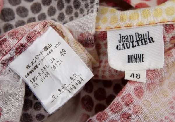ジャンポールゴルチエ オムJean Paul GAULTIER HOMME ドットグラフィックプリントコットンガーゼシャツ 白ピンク他48 K-115037_017