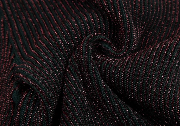 ジャンポールゴルチエ マイユオムJean Paul GAULTIER MAILLE HOMME ハイネックグリッターリブニット ボルドー緑48 K-115043_011