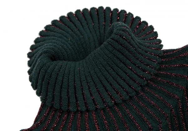 ジャンポールゴルチエ マイユオムJean Paul GAULTIER MAILLE HOMME ハイネックグリッターリブニット ボルドー緑48 K-115043_004