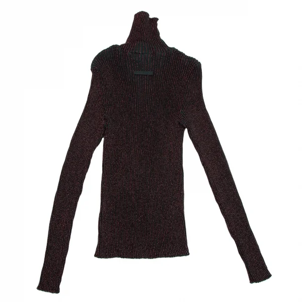 ジャンポールゴルチエ マイユオムJean Paul GAULTIER MAILLE HOMME ハイネックグリッターリブニット ボルドー緑48 K-115043_009