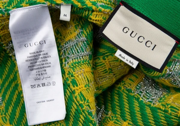 グッチGUCCI GGストライプジャガードニットベスト 緑黄M K-115048_013