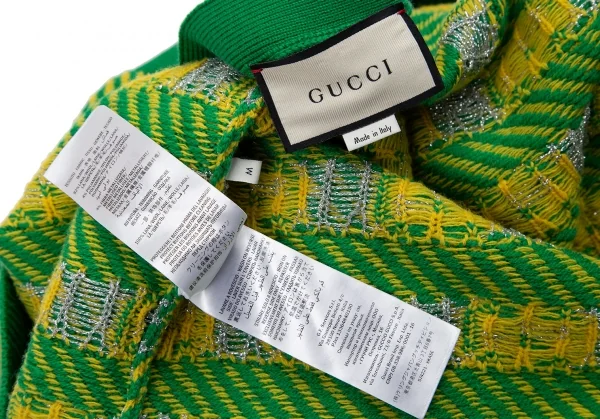 グッチGUCCI GGストライプジャガードニットベスト 緑黄M K-115048_014