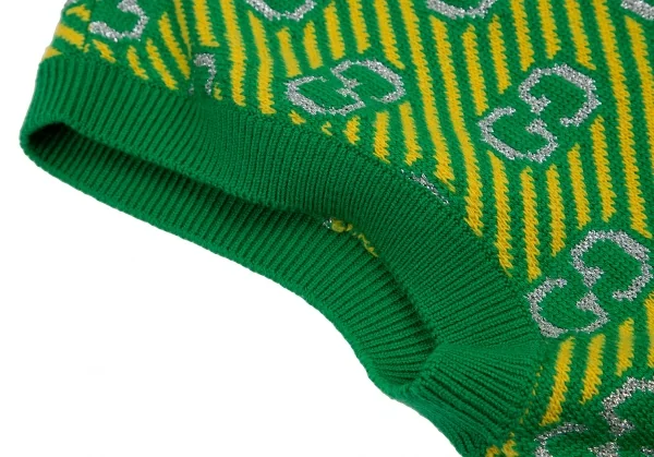 グッチGUCCI GGストライプジャガードニットベスト 緑黄M K-115048_006